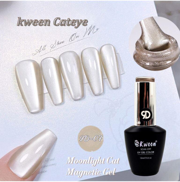 KWEEN Magnetic Gel Nail Polish Moonlight Cat Magnetic Eye Gel Nail Polish White Auroras Cat Magnetic Eye Gel Polish Nail Art For Manicure