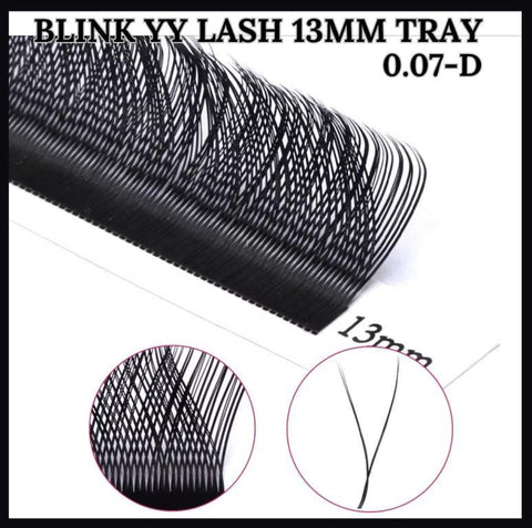 BLINK YY Lash Extensions D Curl 0.07mmSingle number Tray Premade Volume 2D Fans Eyelash Extension Y Type Soft Eye Lashes Supplies