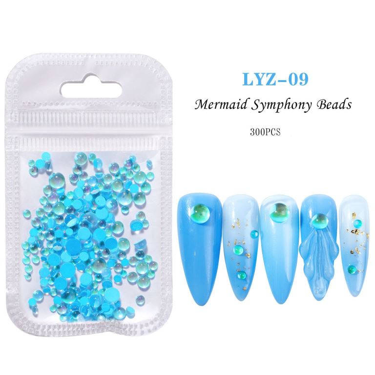 Mermaid Crystal Beads Nails Rhinestones Pearl Nail Art Decoration Symphony 3D Glitter Jewelry for Nail Art Decoration