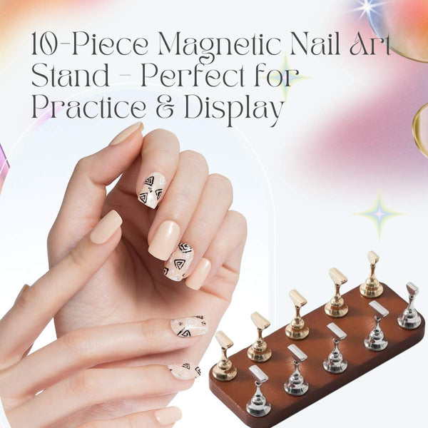 10-Piece Magnetic Nail Art Stand – Perfect for Practice & Display