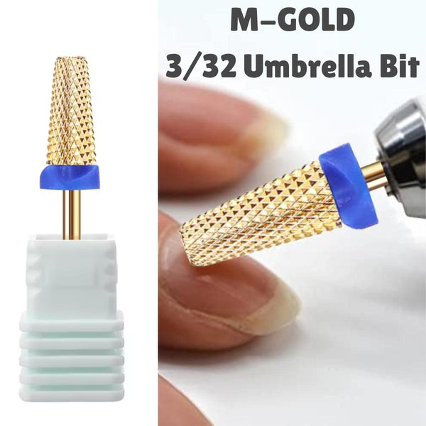 M-Gold 3/32 Umbrella Nail Drill Bit – Professional Gold Carbide Bit