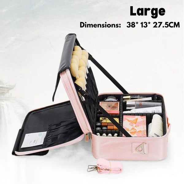 Large 3-Layer NailArt Organizer Bag with Adjustable Dividers