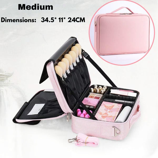 Medium 3-Layer Nail Art Organizer Bag with Adjustable Dividers