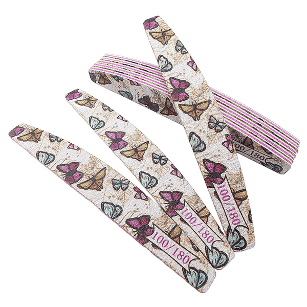 100/180 Grit Butterfly Half Moon Nail File – Durable for Salon & Home Use