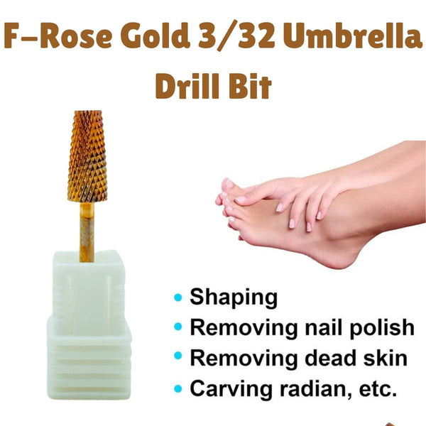 3/32'' Rose Gold Umbrella Nail Drill Bit – Professional Carbide Bit for Acrylic & Gel Removal