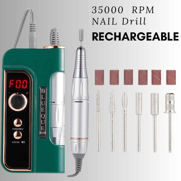 Blueque BQ-301 35000RPM Professional Rechargeable Nail Drill for All Nail Types