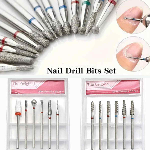 6-Piece Diamond Nail Drill Bits Set – Professional Manicure & Acrylic Tools