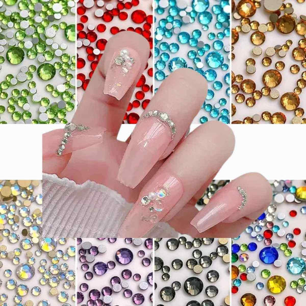 Nail Rhinestones – Multi-Color Mixed Size 3D Crystal Nail Art Decorations