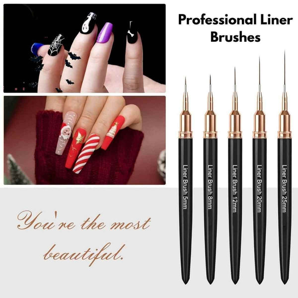 5-Piece Ultra Fine Nail Art Liner Brush Set for Precise Detailing