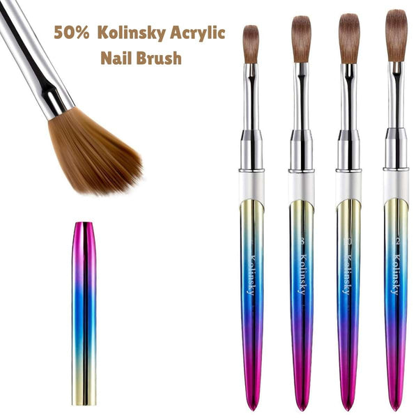 50% Rainbow Kolinsky Acrylic Nail Brush – Professional Gradient Handle