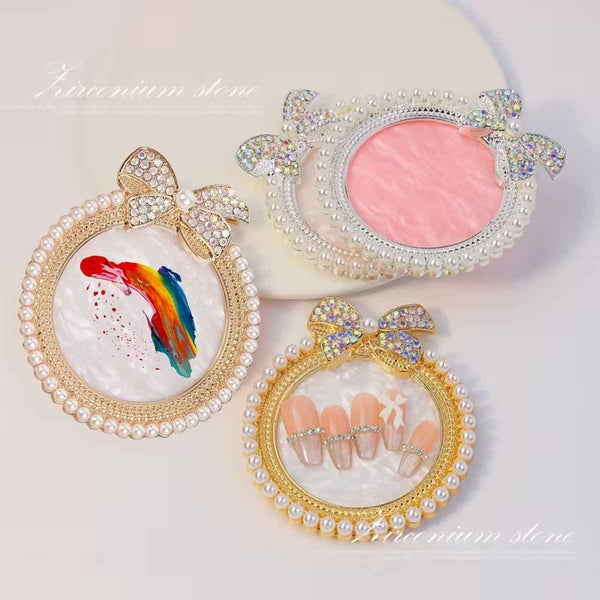 Luxury Bow Pearl Nail Art Mixing Palette Display Tray for Nail art