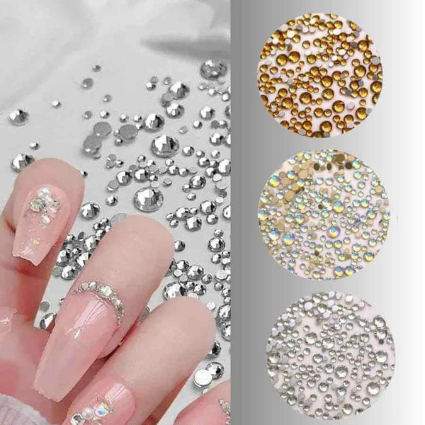 Mixed Size Multi-Color Crystal Nail Rhinestones Set for Sparkly 3D Art