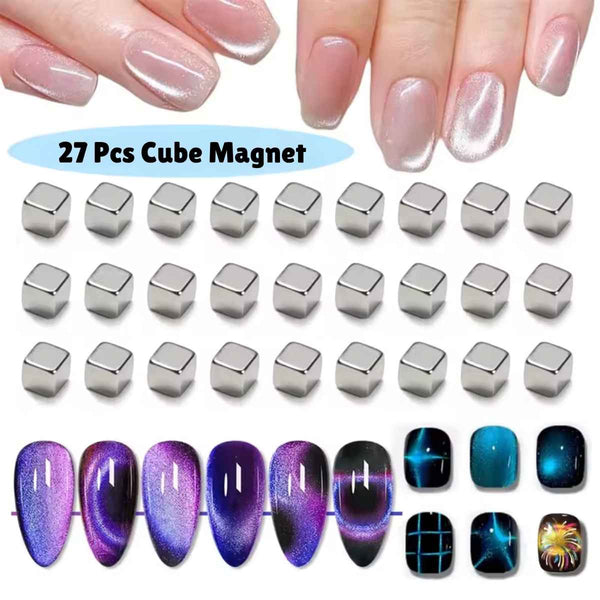 27pcs 3mm Cube Cat Eye Nail Magnets for Gel Polish Designs
