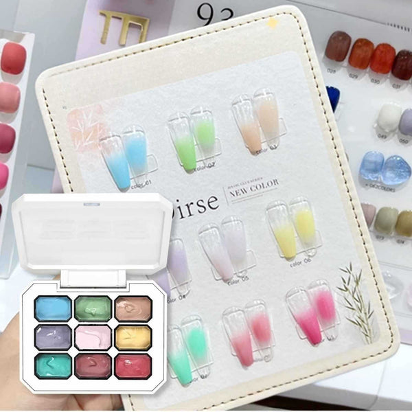 9 Bright Colors Ombre Gel Nail Polish Gradient Painting Gel Pallete