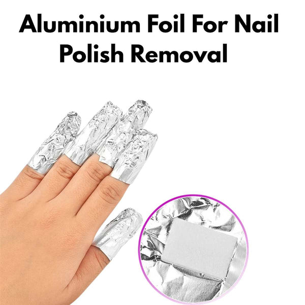 Aluminium Foil Nail Wraps with Cotton Pad – Gel & Polish Remover Tool (dry)