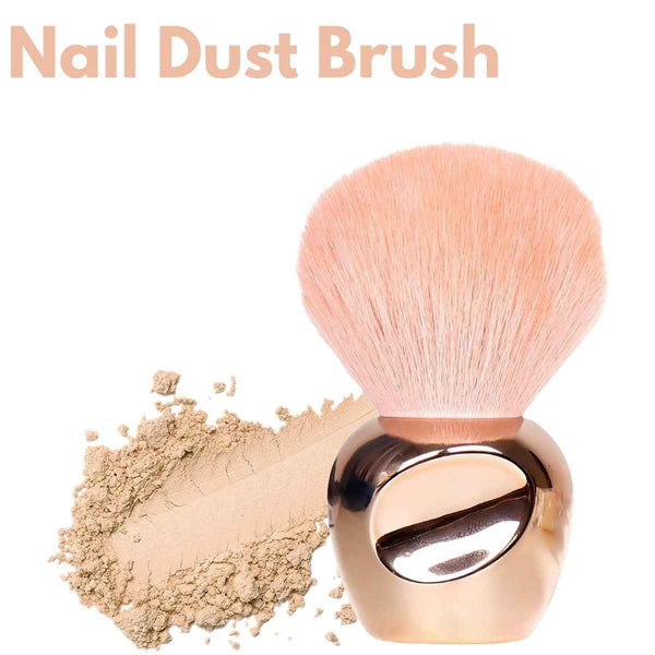 Soft Fluffy Rose Gold Nail Dust Brush – Durable Kabuki Cleaner for Acrylic & Gel
