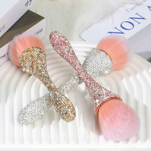 Luxury Crystal Rhinestone Nail Dust Brush – Soft Fluffy Cleaner for Acrylic & Gel Nails