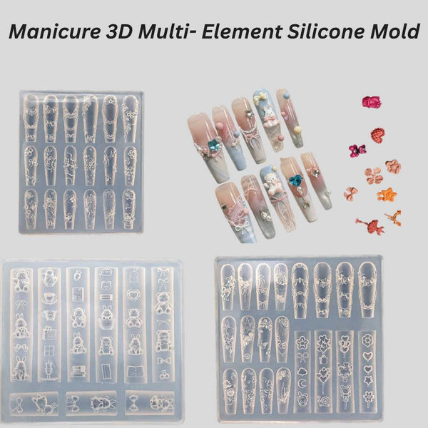 3D Nail Art Silicone Mold – Roses & Flowers,butterfly & Flowers,Bane & Bears For DIY Manicure