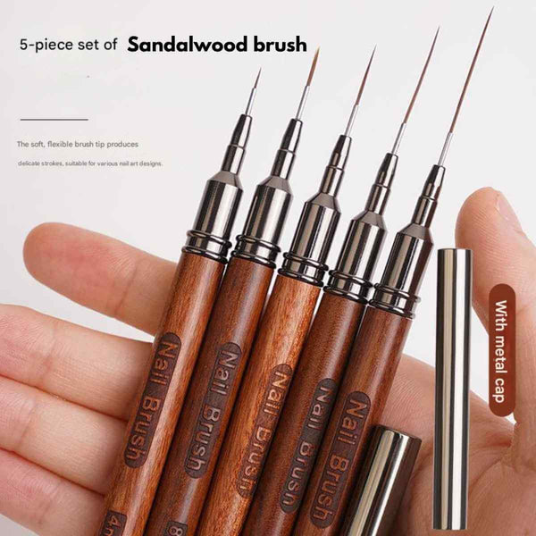 Professional Sandalwood Handle Ultra-Fine Nail Art Liner Brush for Precision Detailing