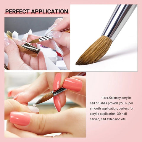 Acrylic 100% Kolinsky Hair Nail Brush Good Quality Wood Handle Acrylic bead Brush