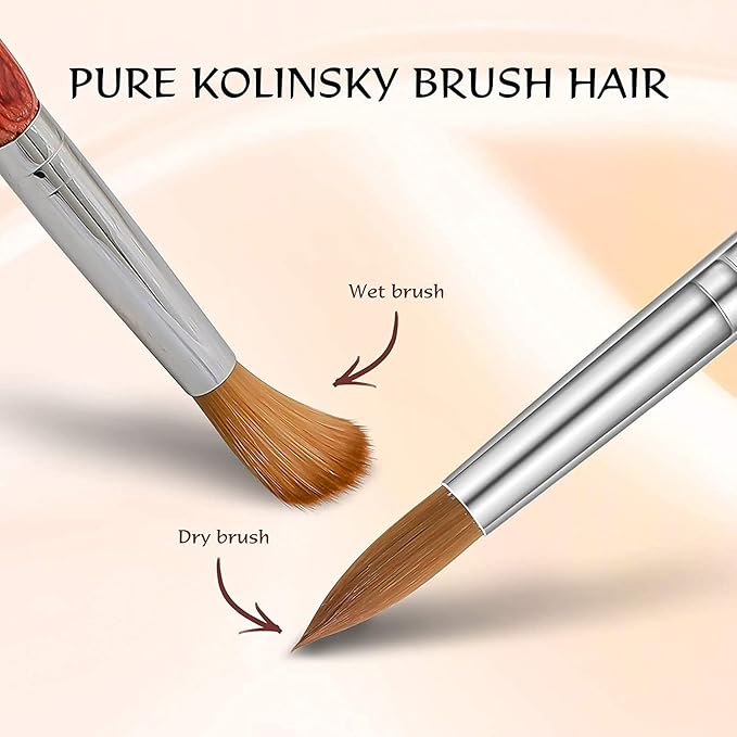 Acrylic 100% Kolinsky Hair Nail Brush Good Quality Wood Handle Acrylic bead Brush