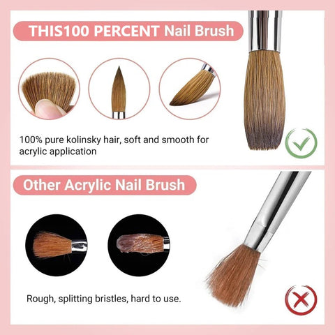 Acrylic 100% Kolinsky Hair Nail Brush Good Quality Wood Handle Acrylic bead Brush