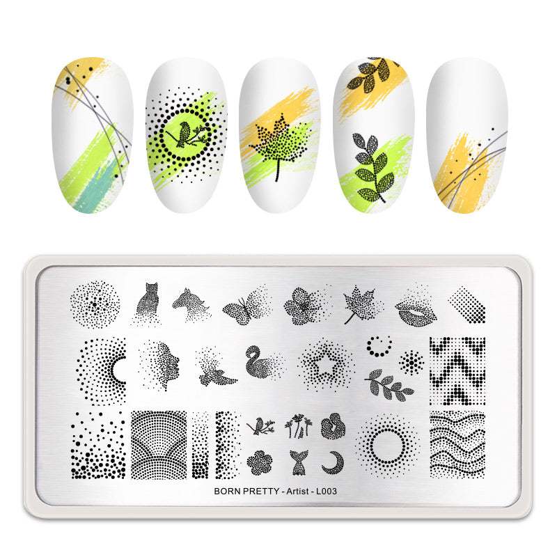 Born Pretty Artist L003 Stainless Steel Nail Stamping Image Plate Dotted Patterns Nail art