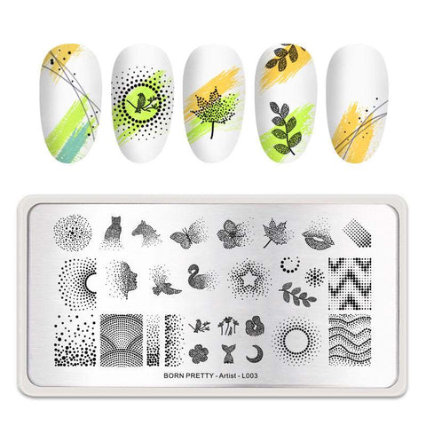 Born Pretty Artist L003 Stainless Steel Nail Stamping Image Plate Dotted Patterns Nail art