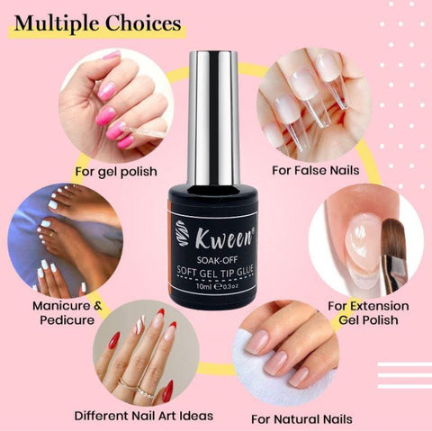 KWEEN UV Nail Glue for Flase Nail Tip Super Strong Hold Glue 10ml UV Adhesive Gel Polish for Nail Art And Decoration