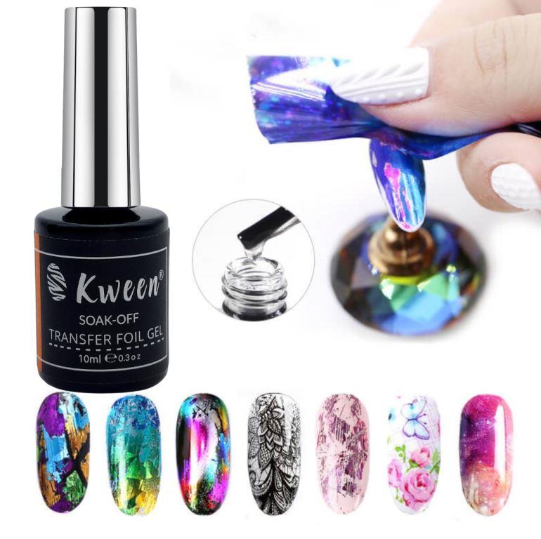 KWEEN Transfer Foil Printing UV Gel Nail Foil Glue Nail Art Soak Off Gel Polish For Nail art and Manicure