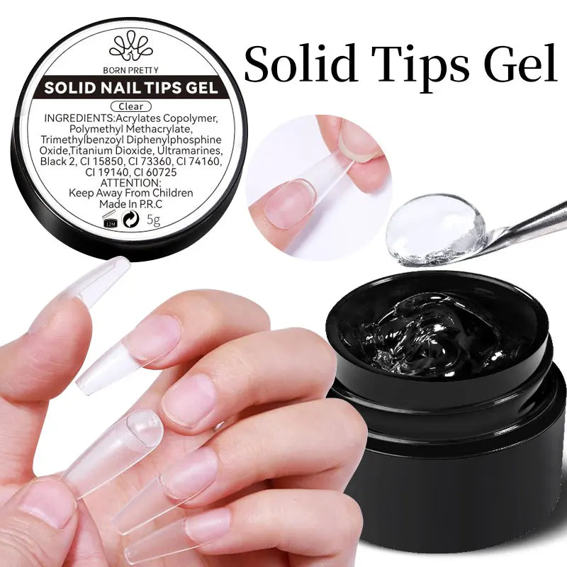 Born Pretty Solid Nail Tips Gel 5g Transparent UV LED Function Gel UV Lamp Nail Extension Absorb the Nail Art Gel Varnish