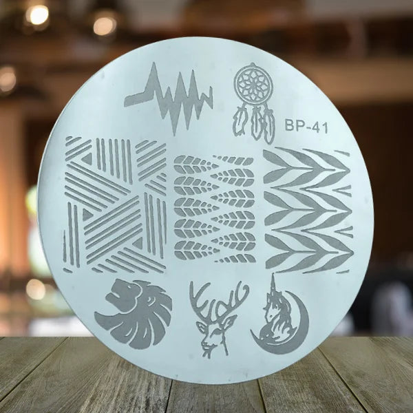 Premium Round Stainless Steel Nail Art Stamping Plate for Beautiful Nail Art Designs.