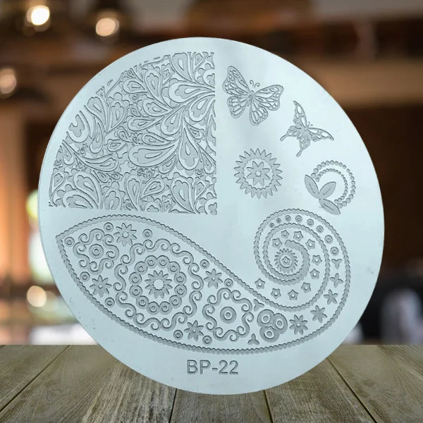 High-Quality Round Stainless Steel Nail Art Stamping Plates for Stunning and Professional Nail Art.