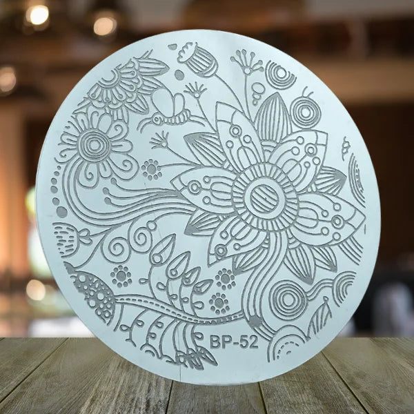 High-Quality Round Stainless Steel Nail Art Stamping Plates for Stunning and Professional Nail Art.