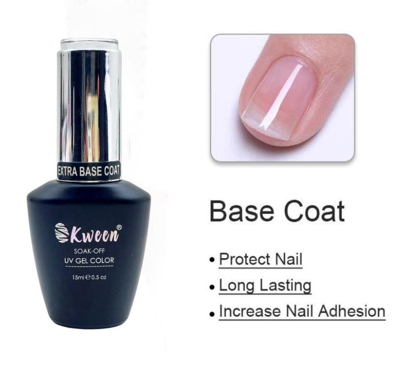 KWEEN BaseCoat Gel Nail Polish Transparent Soak Off Nail Primer Base Semi Permanent Gel Varnish For Nail Art