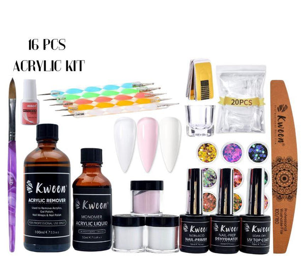 Kween 16 PCS Acrylic Nail Kit, Professional Manicure Set