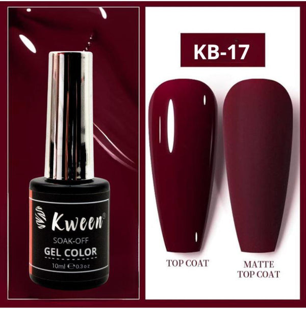 KWEEN Wine Red Gel Nail Polish Deep Burgundy Red Color UV/LED Soak Off Gel Polish