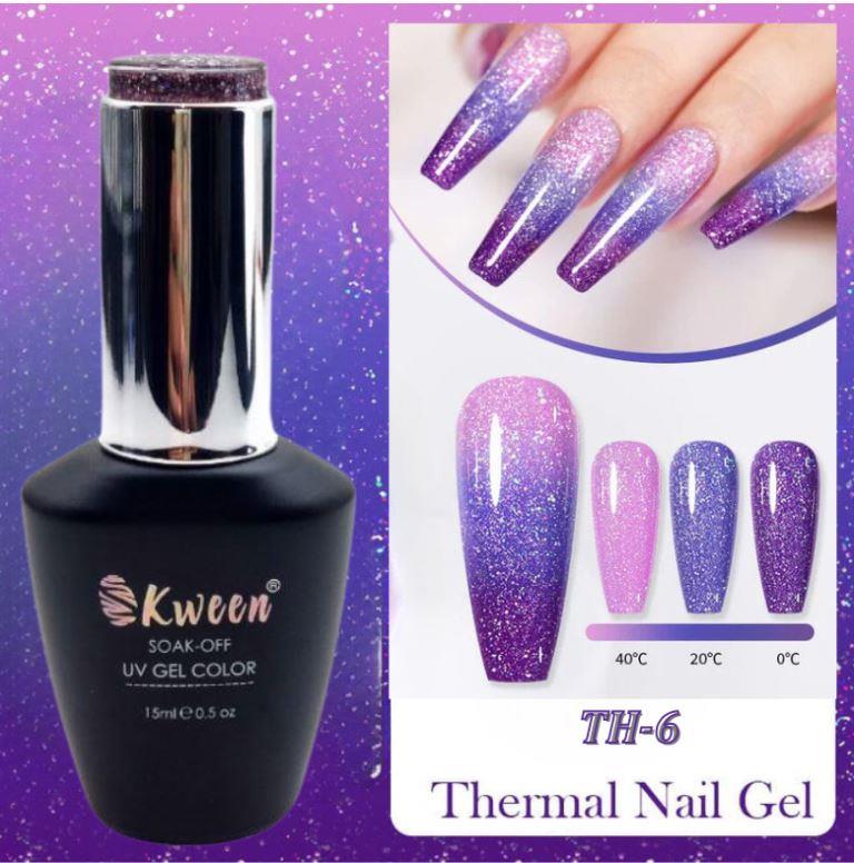 KWEEN Thermal Temperature Changing Gel Nail Polish, Summer Nails 3 Layers Gel Nail Polish ,Semi Permanent Soak Off UV LED Nail Art Varnish Manicure Kit Nail Art DIY Home Salon