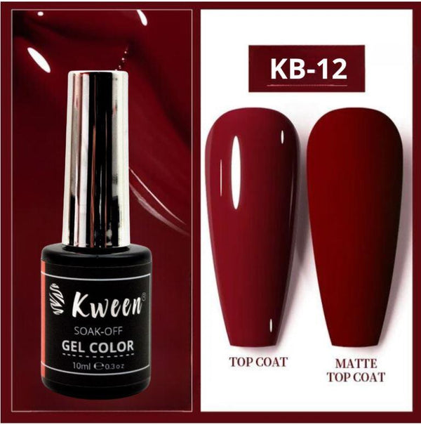 KWEEN Gel Polish Dark Maroon Red Gel Nail Polish Soak off LED UV Gel Nail Polish Art Starter Manicure Salon DIY Nail Gel Polish at Home