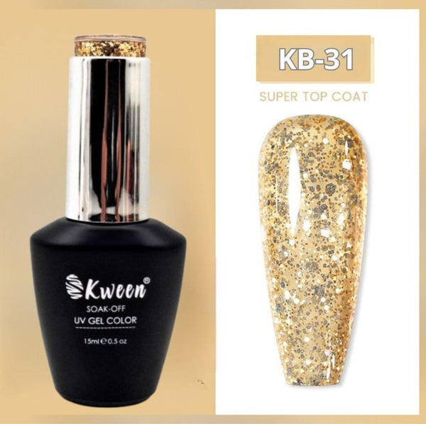 KWEEN Glitter Gel Nail Polish Shiny Chunky Glitter Gel Polish Soak Off U V Nail Gel Sparkly Spring Summer Gel Nail Art Manicure Varnish Gift Set