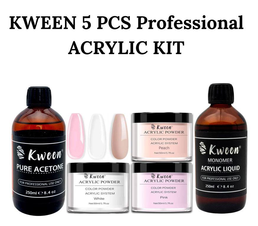 KWEEN 5 Pcs Professional Acrylic Kit Of Powder and Monomer EMA