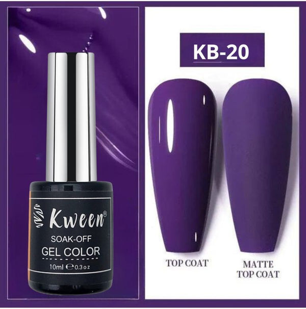KWEEN 10ml Violet Color Nail Polish Gel High Gloss Soak Off UV Gel Polish