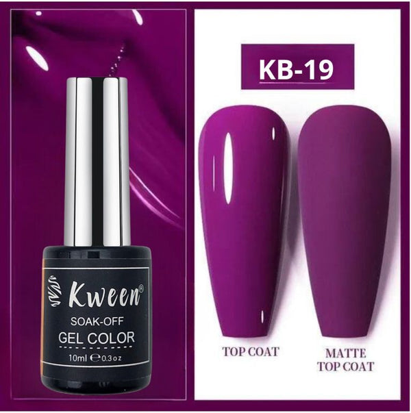 KWEEN 10ml Deep Purple Color Nail Polish Gel High Gloss Soak Off UV Gel Polish