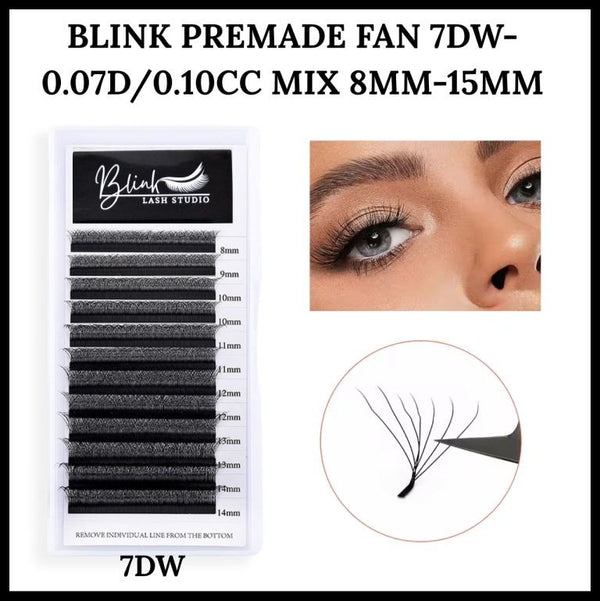 Blink Real 7DW 0.07 D Shape Eyelash Extensions Premade Fan Natural Eyelash 8-15mm Mix