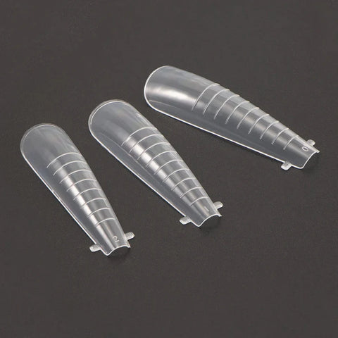 Dual Nail Forms,Long Ballet Extension Polygel Nail Forms Full Cover Nail Molds 12 Sizes for Solid Nail Gel Glue Nail Art Design (Extra Long Ballet)