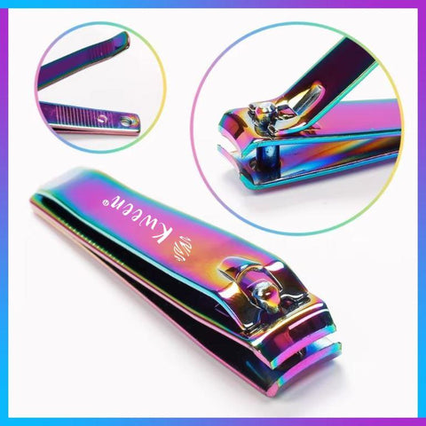 KWEEN Nail Clipper Stainless Steel Rainbow ,Finger Nails Trimmers Nail Cutter Manicure Tool