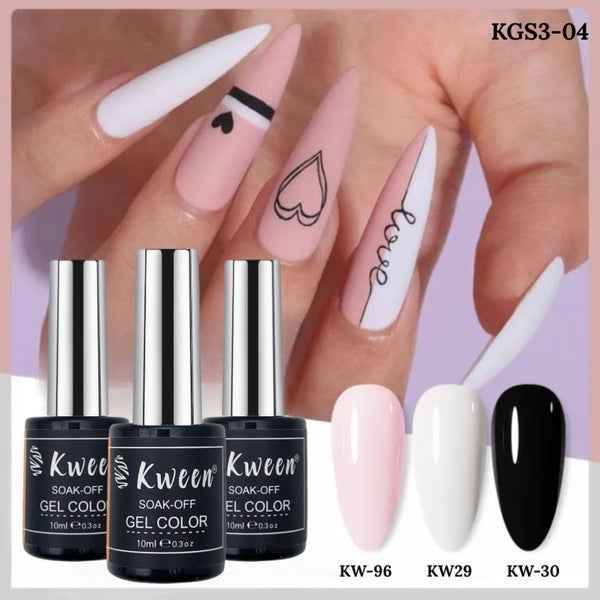 KWEEN 3pcs 10ml Sweet Pink Soak off UV Nail Gel Polish Set