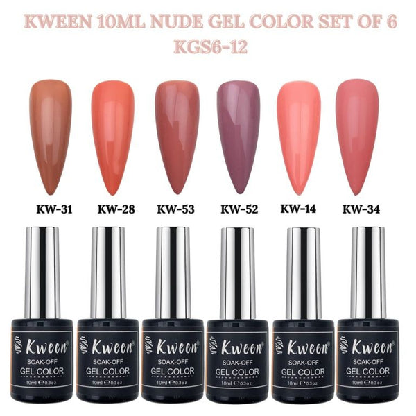 KWEEN Pastle Nude Soak Off UV Gel Nail Polish Set of 6