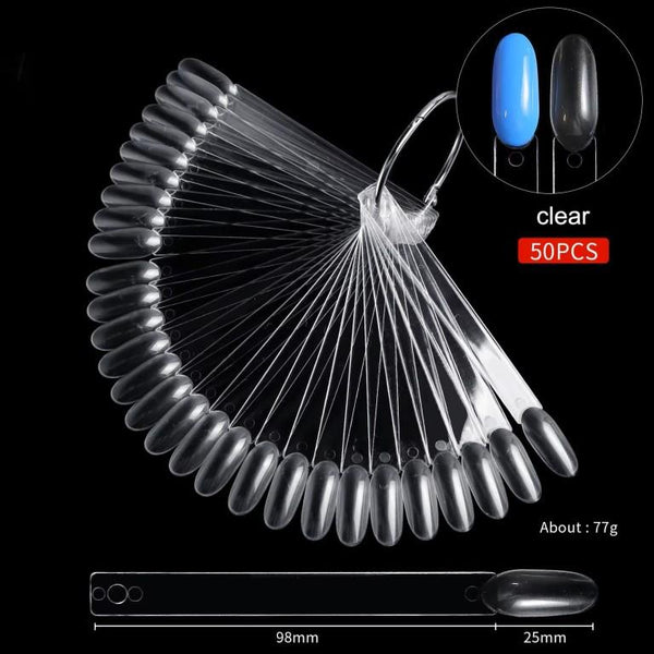 Round Nail Display Sticks Clear Colors Nail Swatch Chart With Ring False Nail Tips Gel Polish Practice Display for Nail Art KIT