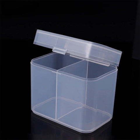 2 Compartments Transparent Nail Art Storage Box Nail Tools & Makeup Organizer Box.